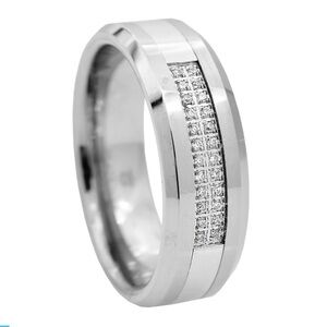 Blackjack Men's Tungsten Band Ring CZ BJRT13